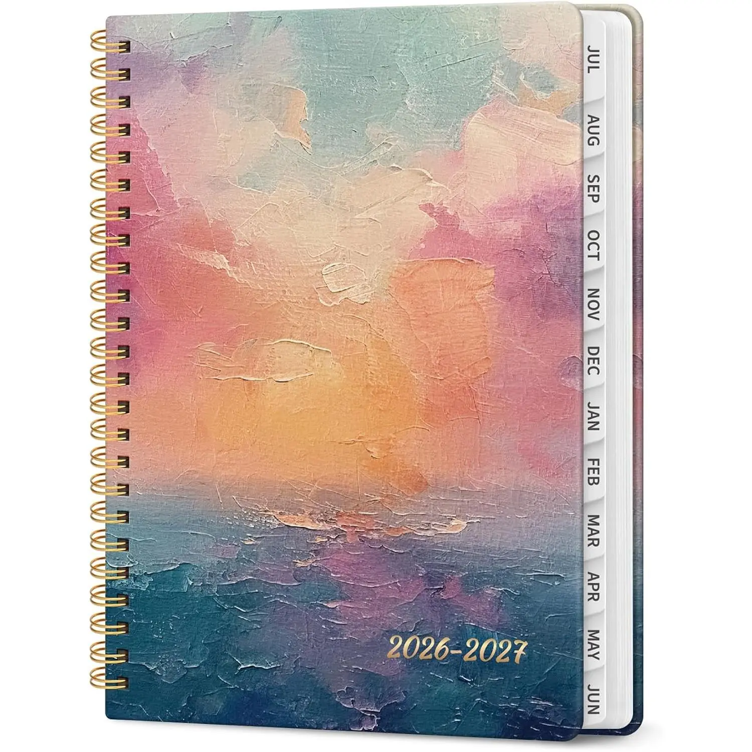 2026-2027 Academic Planner, July 2026 - June 2027, Monthly & Weekly Planner Calendar, 6.3" x 8.5" Hardcover Spiral Pretty School Planning Book for Women, Teachers & Students, Sunset Design