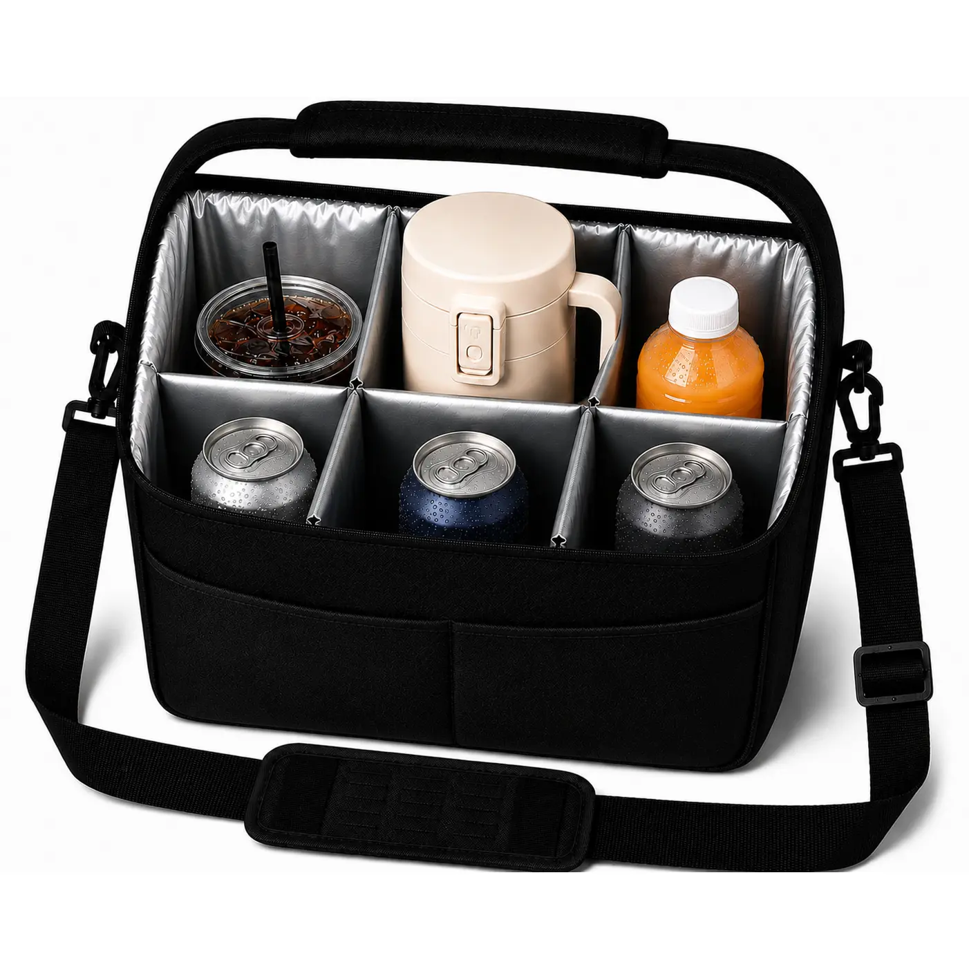 Reusable Polyester Drink Carrier, 4/6-Cup Tote Bag with Removable Dividers, Beverage Organizer for Car Travel & Picnics, Outdoor, Organiser, Reusable Pouch, Road Trips, Drink Carrier Bag, Storage Bags, Multi-Size