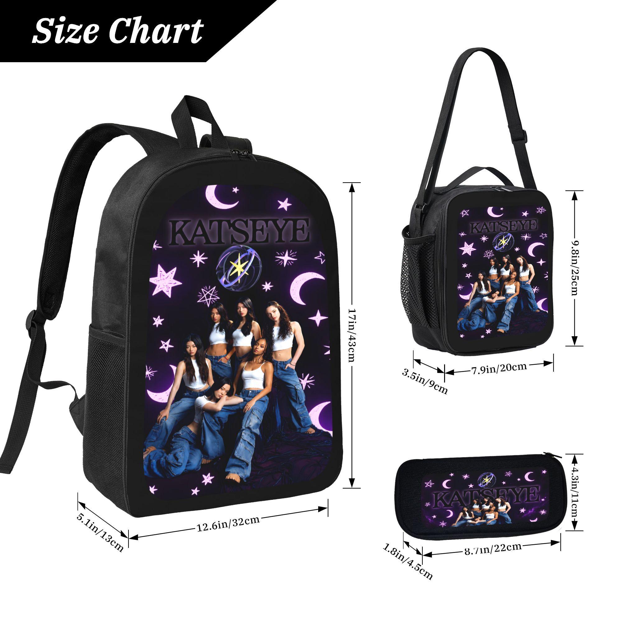 Teen Girls' 3-Piece Kawaii Pink Synthetic Backpack Set - Aesthetic Polyester School Bookbag with Zip Lunch Box, Zip Pencil Case, Adjustable Straps, Built-In Organizer, Lightweight Youth Daypack for College, Back to School Haul