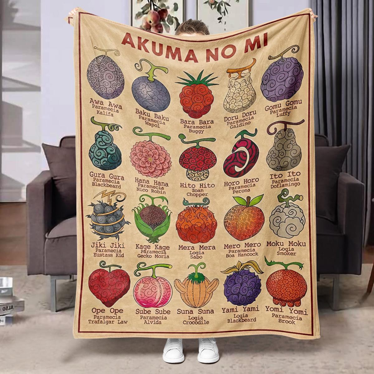 One Piece Demon Fruit Theme Flannel Blanket, Soft Warm Anime Style, Home Decor, Ideal for Fans, Daily Use, Gift Idea