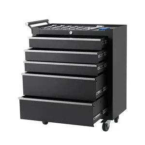 5-Drawer Rolling Tool Chest Organizer – Heavy Duty Storage Cabinet with Lockable Wheels Smooth Sliding Drawers Side Handle Protective Liner – Mobile Toolbox for Garage Workshop Warehouse