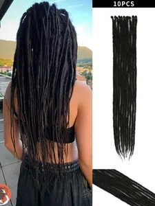 24-inch single-ended synthetic dreadlock extensions (10 strands), reggae-style crochet braids; available in black and various colors; unisex; suitable for Christmas, New Year, Carnival, and music festivals.