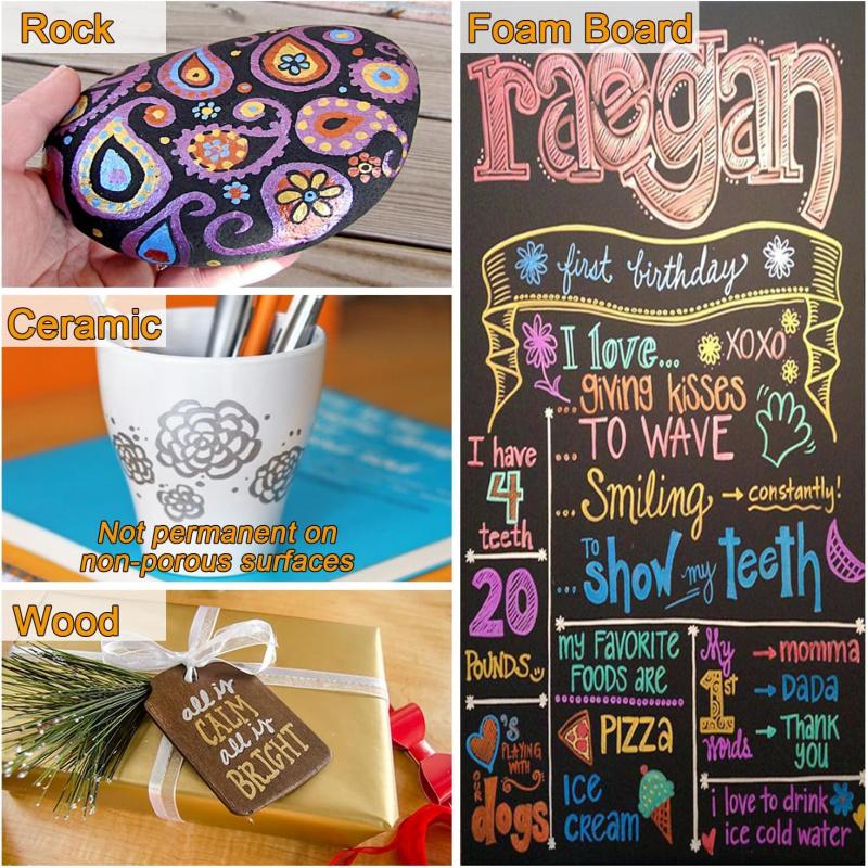 10 Colors Metallic Markers Fine Point Metallic Marker Pens for Black Paper, Rock Painting, Easter Egg, Halloween Pumpkin, Card Making, Metal, Ceramic, Wine Glass, Art Supplies, Colored Markers Set