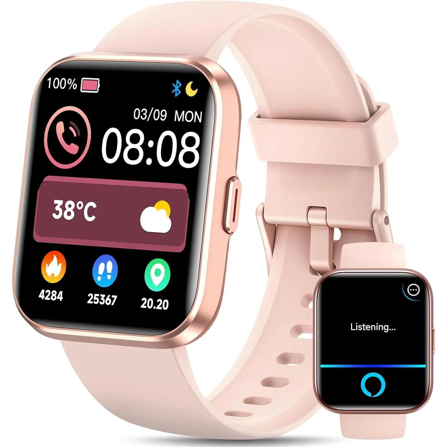 Smart Watch for Women Gifts, Womens Smartwatch with Sleep,Heart Rate,Pressure,SpO2 Monitor & Cycle Tracking, Alexa/AI Voice & Call Fitness Watch with Schedule Reminders & 100+ Sports Modes-Pink