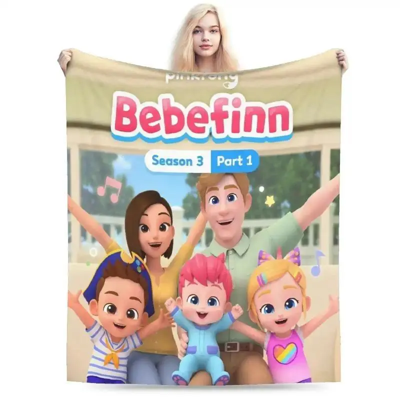 BebeFinn Cartoon Vibes HD Print Ultra-Soft Plush Flannel Throw Blanket - Soft & Cool, All-Season, Bedroom/Couch Use, Matches Bedding Sets, Kids’ Birthday/Christmas Gift, Polyester Blend