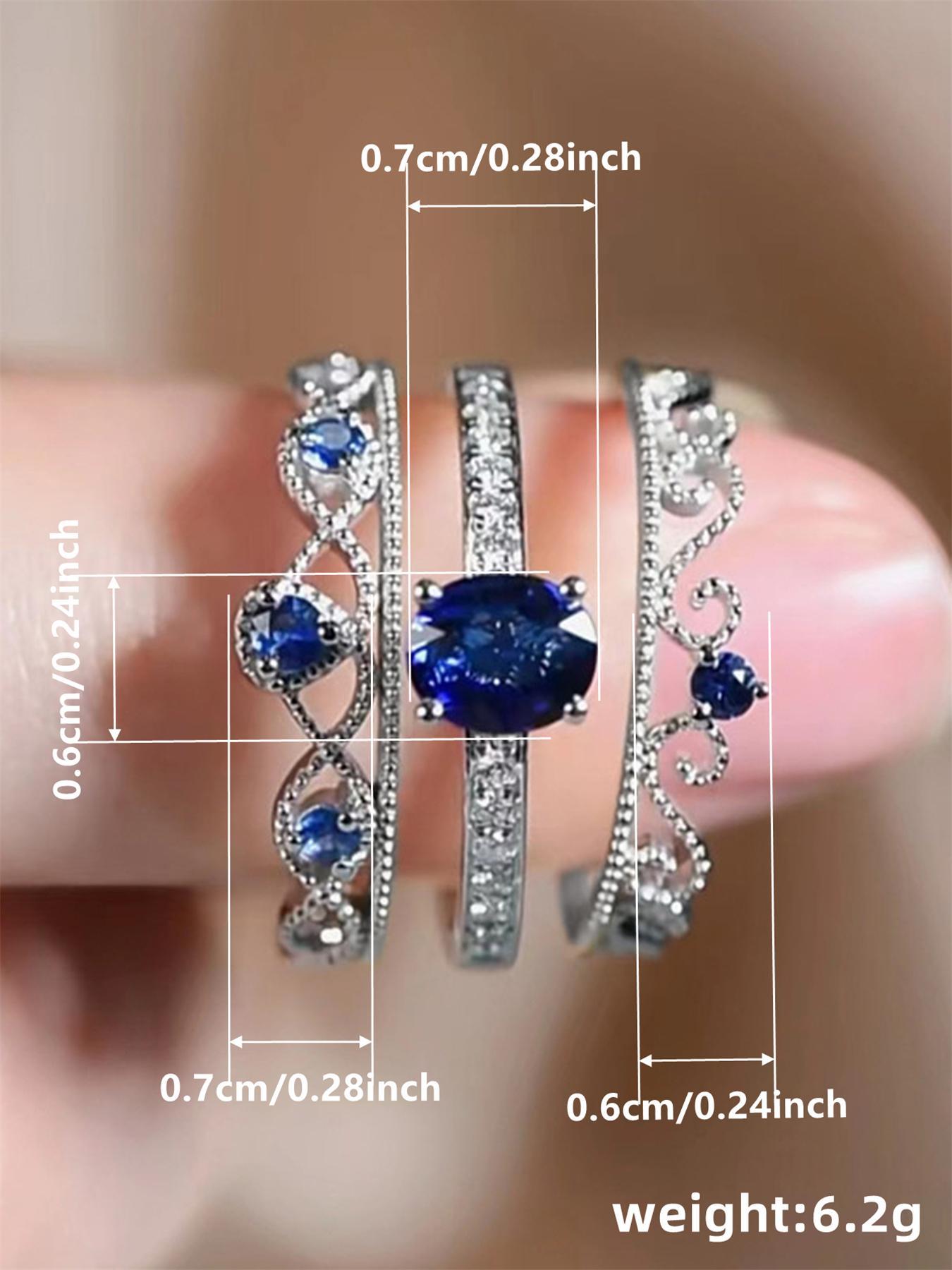 Elegant Rhinestone Decor Wedding Promise Rings for Women (3pcs/set), Fashion Engagement Rings for Party, Daily Decor, Trendy All-match & Exquisite Jewellery As Birthday Gift, Statement Rings