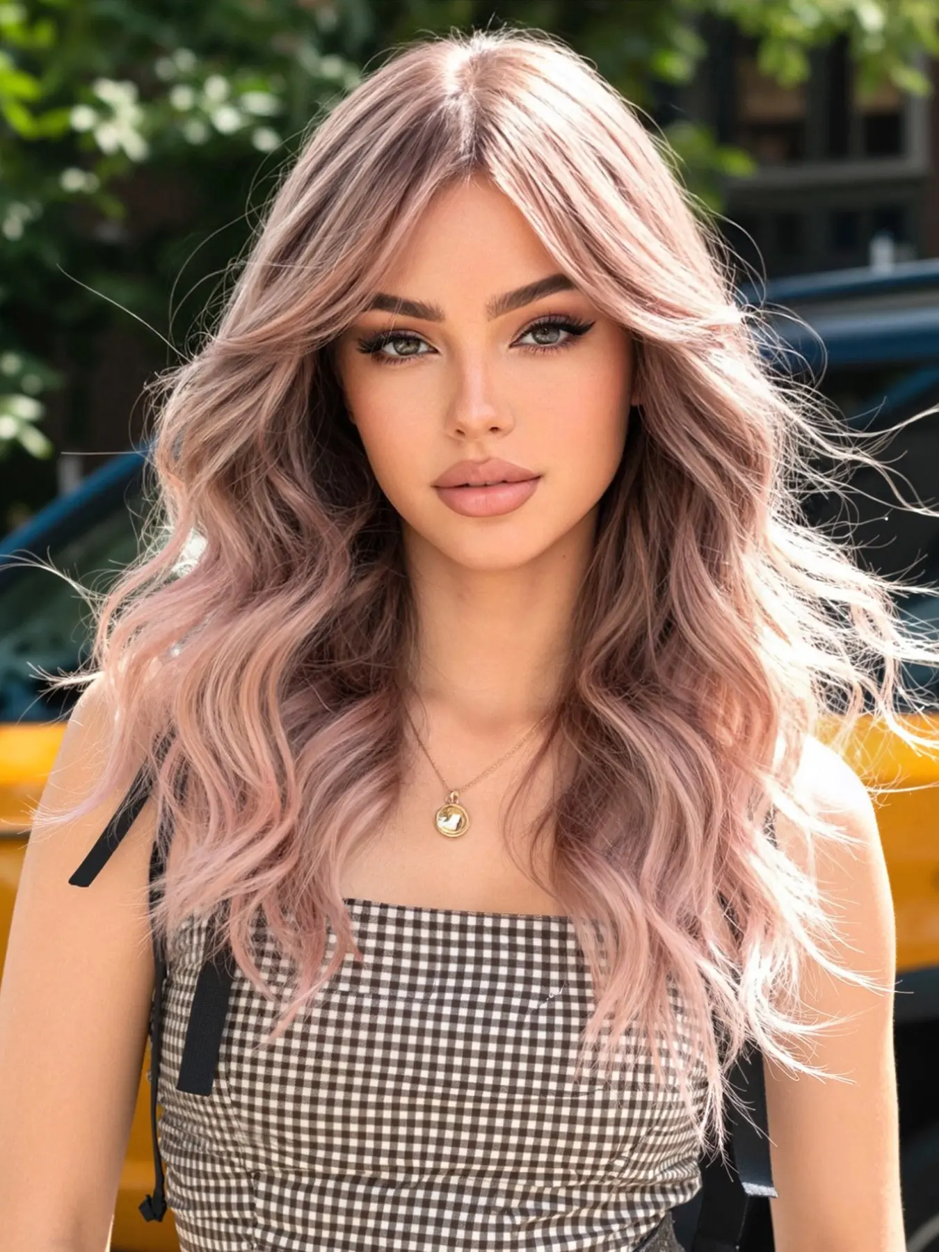 Large Lace Scalp Dusty Balayage Lace Front Heat Friendly Wig, 18 Inch, Breathable Mesh Inner Cap, Heat Resistant Fiber