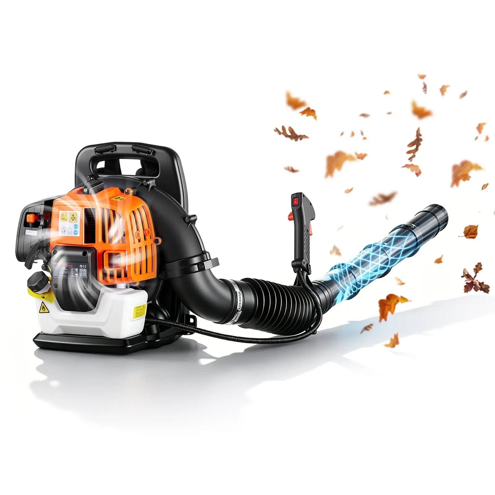 VEVOR Backpack Leaf Blower, 43CC 2-Stroke Engine Gas Powered Leaf Blower with 1.38L Fuel Tank, 447 CFM Air Volume, 150 MPH Air Speed, Ideal for Lawn Care, Leaves Cleaning, Yard Debris & Snow Removal