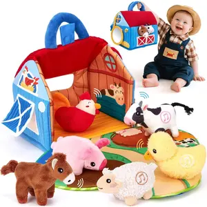 Baby Toys 6-12 Months - Surprise Barn with Stuffed Farm Animals with Real Sounds - Montessori Toys for 6 Month Old Baby Gifts Toddlers Sensory Toy 1 Year Old Boy Girl Gifts Infant Toysfidget toys