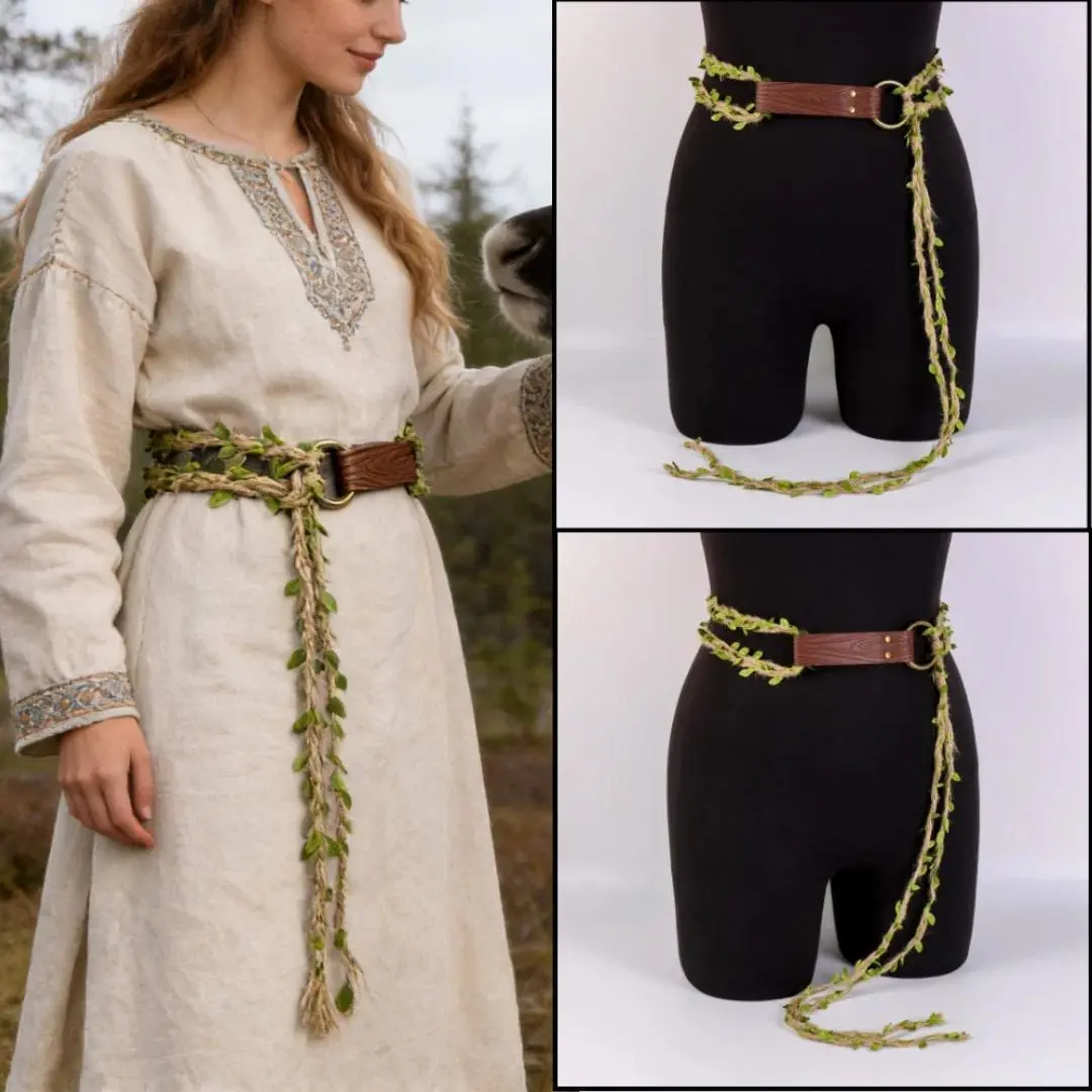 Medieval Long Knot Ring Belt Nordic Witch Style Rope Belt Viking Revival Costume Accessories Halloween Wedding and Party Belt