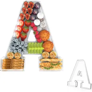 11" Acrylic Letter Charcuterie Tray, Fillable Box for Food, Reusable Serving Cake Candy Display Tray for Birthday Anniversary Party Decoration (Letter A)