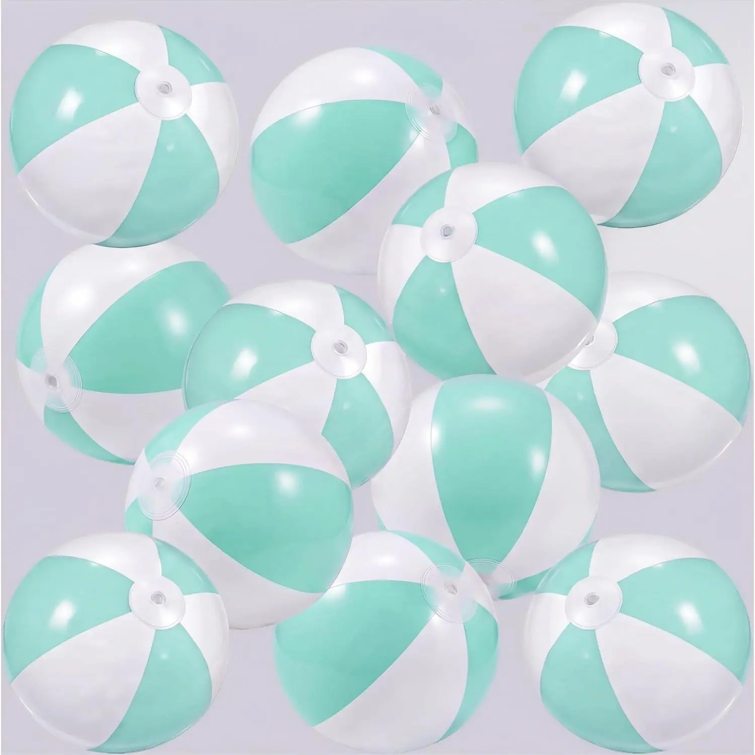 12 Pcs 12 Inch Inflatable Beach Balls Bulk Jumbo Pastel Inflatable Decorated Ball with Macaron Color PVC Party Ornaments for Adults Kids Summer Birthday Party Decoration (Green)