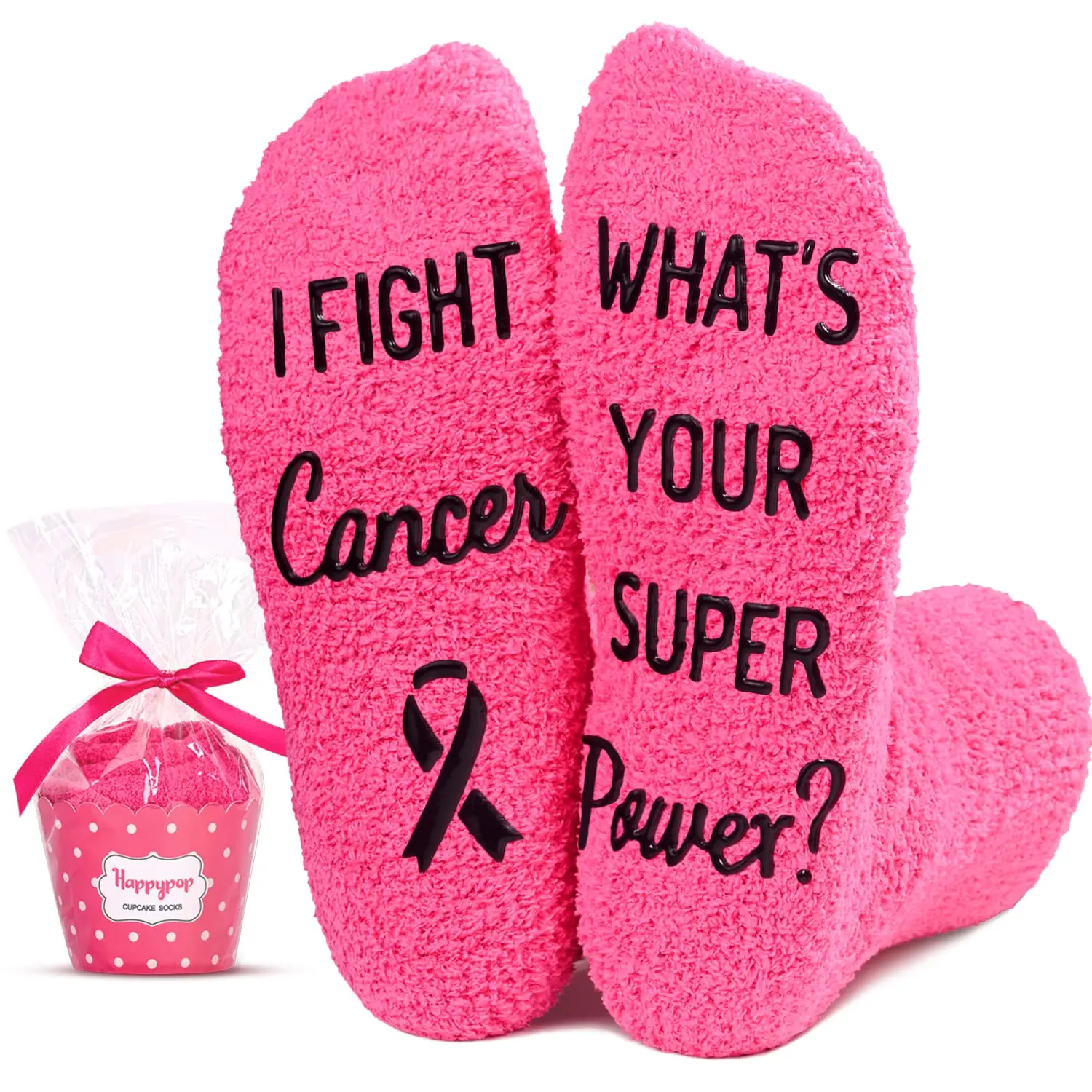 HAPPYPOP Breast Cancer Socks Cancer Awareness Inspirational Socks For Women Chemo Gifts