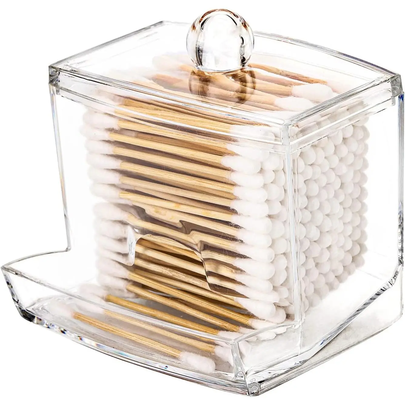 10oz Qtip Holder Dispenser Big Clear Bathroom Organizer Accessories Decor for Storage-Qtips  Ball Holder  Jars,  Swabs, Floss Container