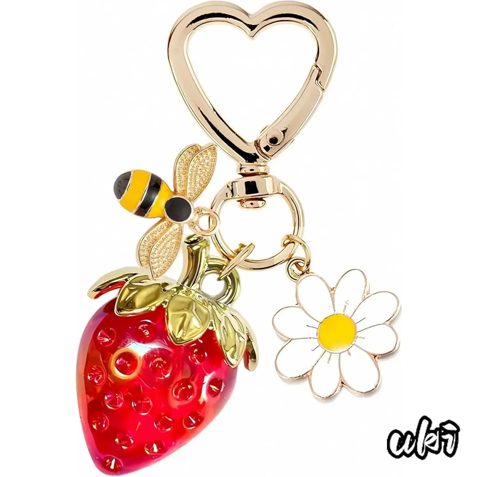 Kawaii Cherry Metal Bag Charm and Keychain for Women, Stylish Keyring for Purses & Car Keys, Lightweight Anti-Fade Eco Alloy, Keychain Jewelry, Girls, Daily