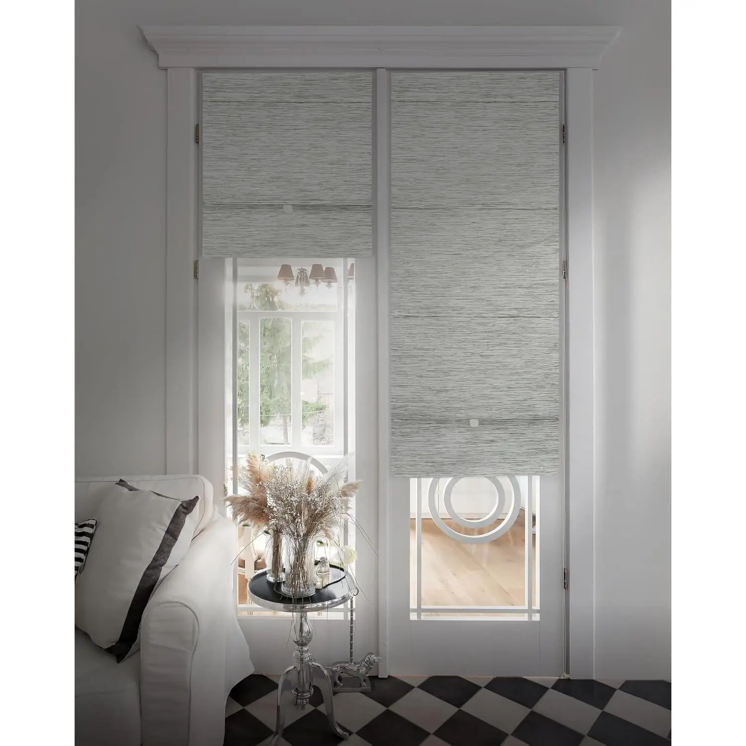 99.99% Blackout  Roman Shades for Windows, No Drill No Tools Woven Cordless Blinds for Bedroom & Living Room, Thermal Insulated Window Door Curtains & Blinds, 23"W x 65"L,