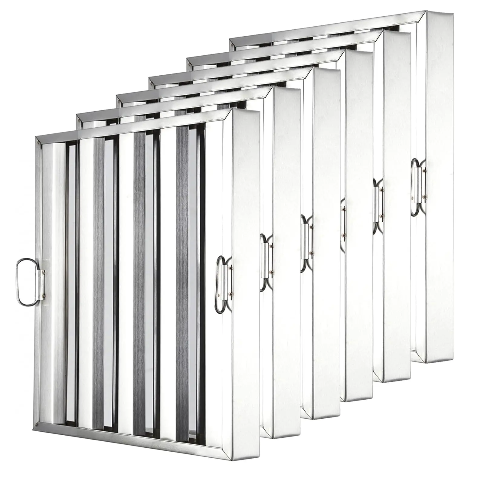 GARVEE 19.5"x19.5" Commercial Hood Filters | Pack of 6, 430 Stainless Steel Grease Traps w/ 3 Grooves | for Restaurant Exhaust Hoods & Commercial Kitchens