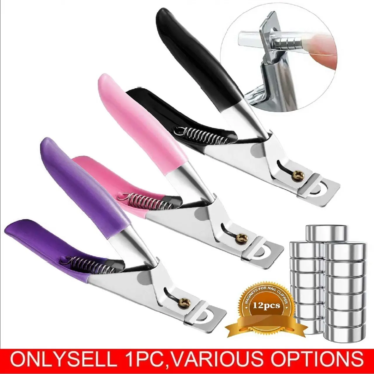 Adjustable Stainless Acrylic Nail Clippers - with 12pcs Magnets for Long Acrylic Gel Nails Tips - Nail Clippers Cutters