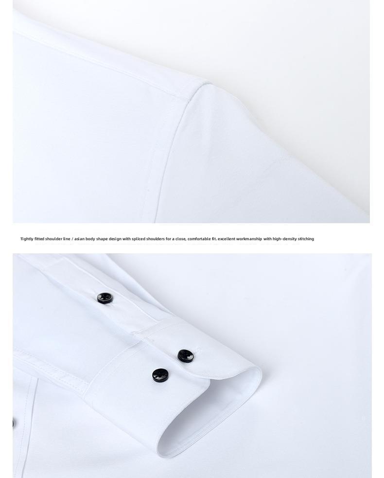 Four-way Stretch Men's Shirt Wrinkle-Free Anti-crease Simple Business Style Lightweight Dress Shirt for Menswear