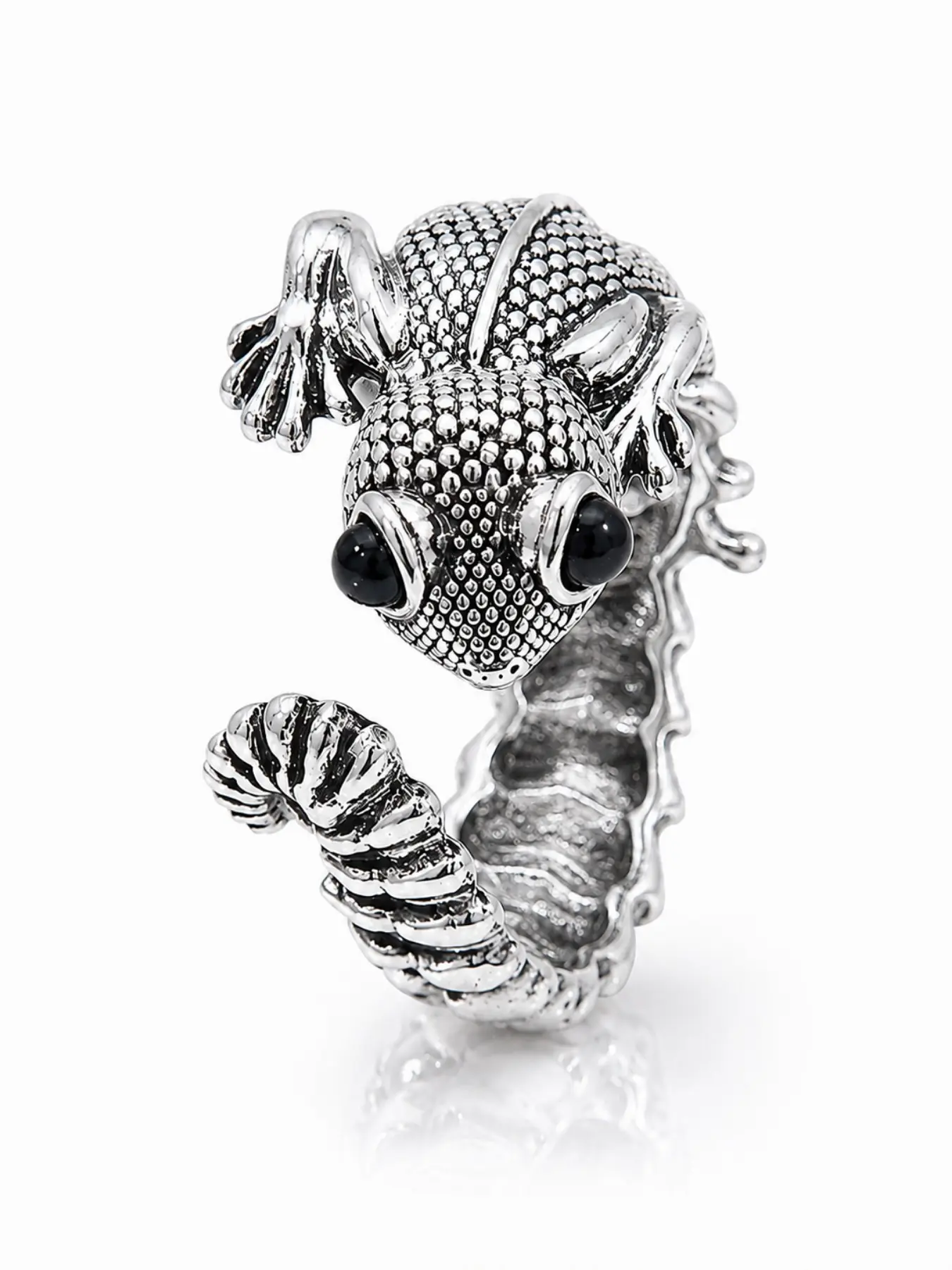 Punk Style 3D Lizard Ring, Unique Animal Band, Vintage Lizard Ring, Perfect Gift, Boho Style, Zinc Alloy Material, All Seasons