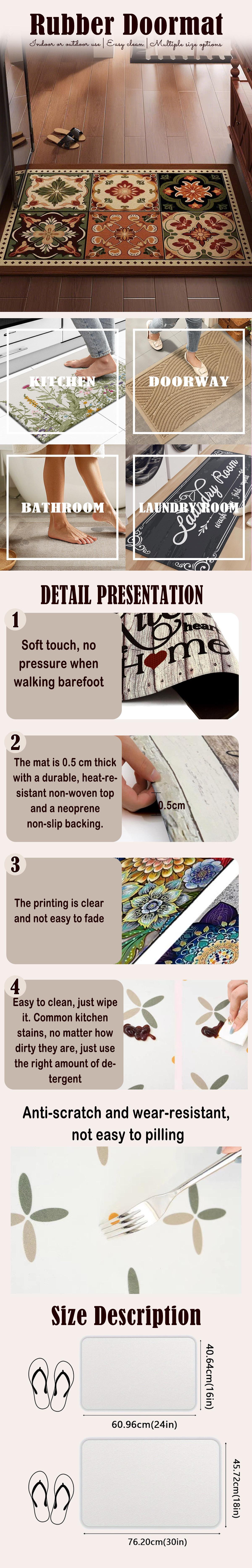 1pc Sunflower Floral Indoor Door Mat Household Easy to Clean Doormatfor Outdoor Indoor Entrance Decor Polyester Carpet Mat