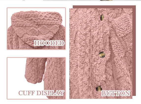 VVZ Women's Fall Winter Warm Fashion Jacquard Hooded Cardigan Long Sleeve Coat Womenswear Stylish Outerwear for Casual Daily Wear & School Activities