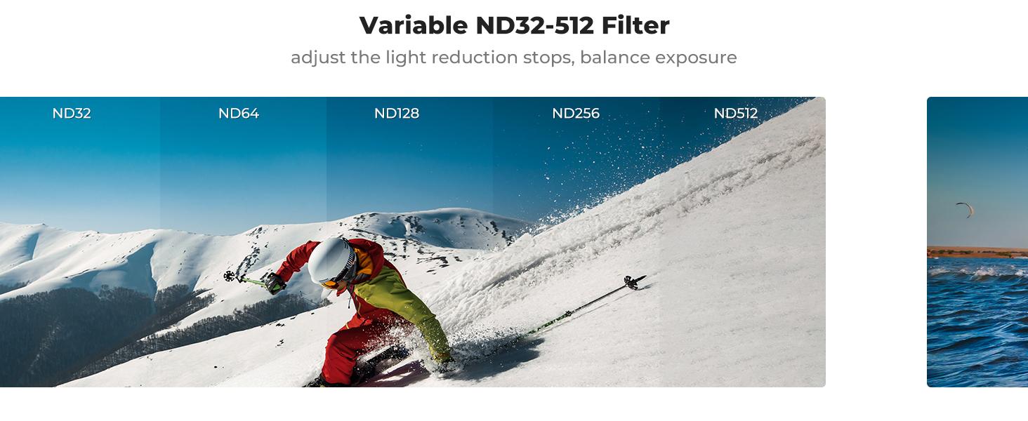 K&F CONCEPT Push in Fit Variable ND32-512 Filter Compatible with DJI Osmo Action 5 Pro, Neutral Density Light Reduction Filter for Omso Action 4/3, Multicoated HD Optical Glass Action Cam Accessories