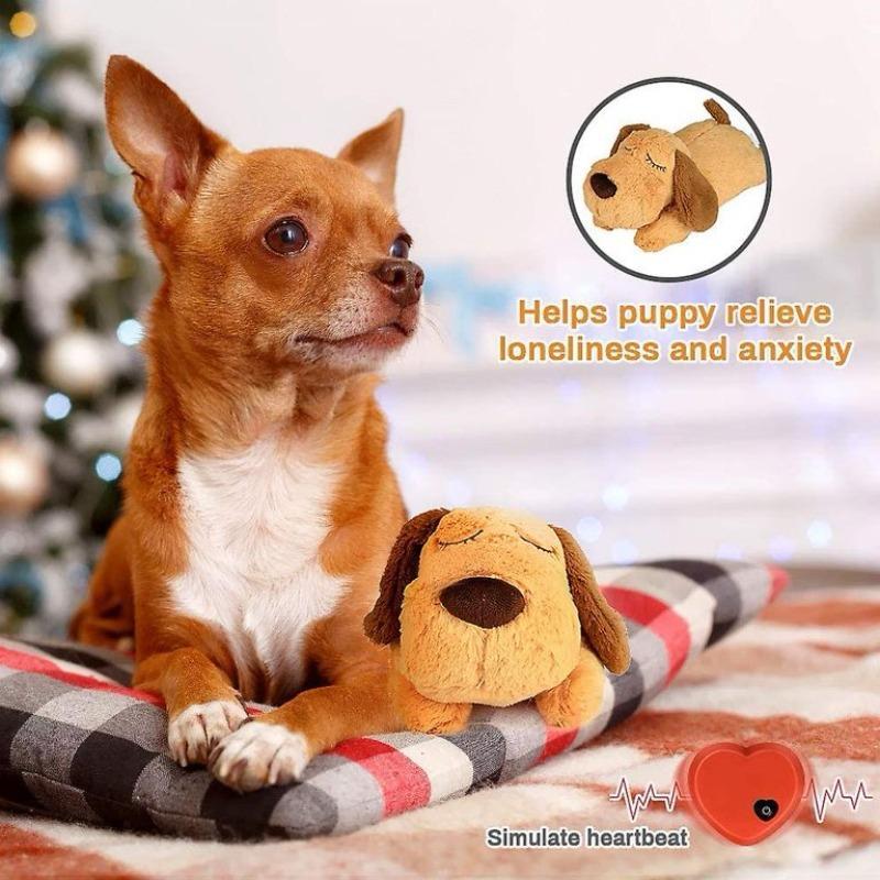 Dog Anxiety Companion Sleep Simulation Heartbeat Plush Toy, Calming Plush for Aggressive Chewers, Durable Chew Toy, Cute Dog Plush for Calming, Pet Chew & Interactive Toy, Dog & Cat Accessories