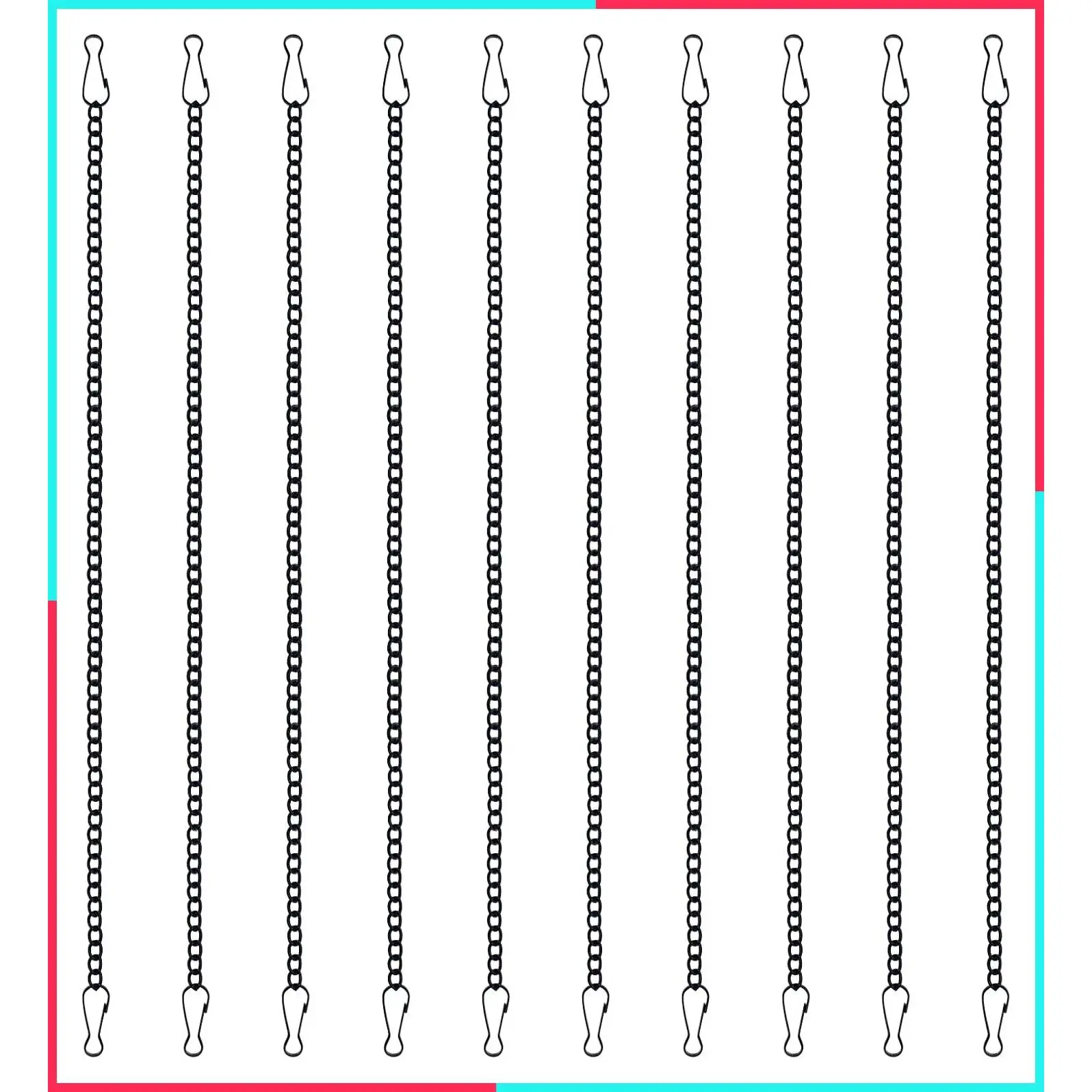 20 Inch Stained Glass Window Hanging Chain 10 Pack with Safety Hooks, Metal Chain for Picture Hanging, Sunshine Catcher, Black Nickel Plated Window Panel Chains