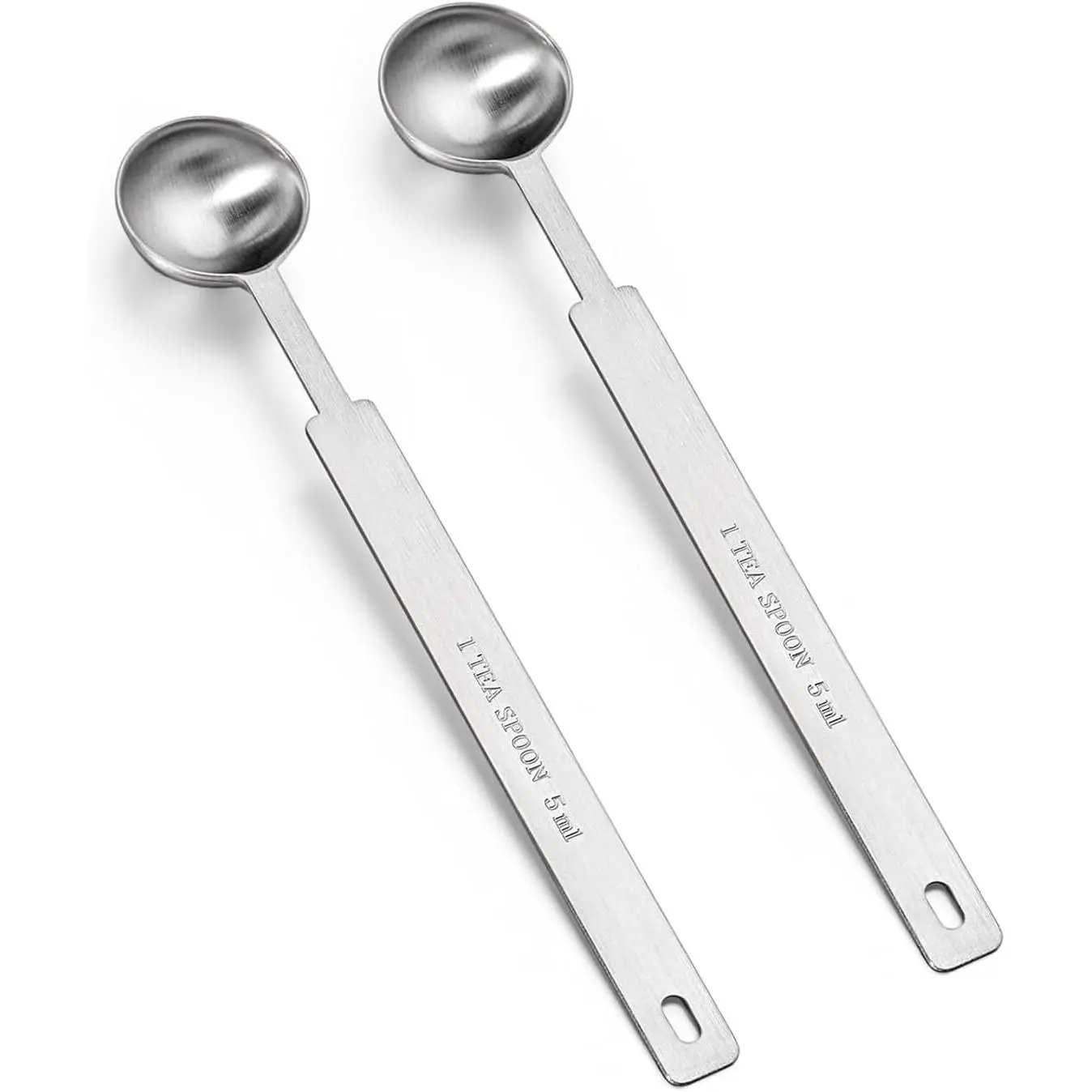 2 count 1 Teaspoon (1/3 tbsp | 5 ml |5 cc| 1/6 oz | 1/3 Tablespoon) Single Measuring Spoon,Long Handle Measuring Spoons, for Measuring Coffee, , Grains, Protein