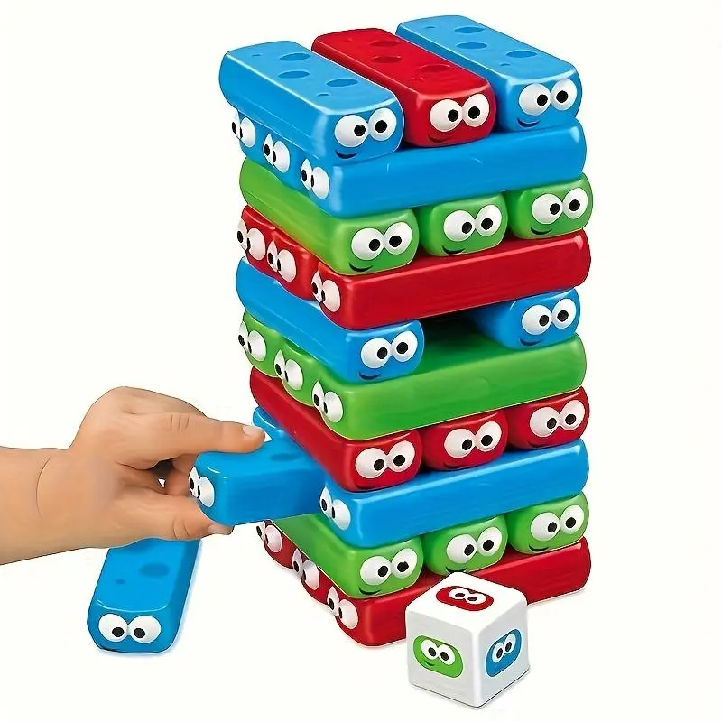 30pcs Fun Balancing Block Toys with Dice Stickers, Interactive Game for 1-3 Person, Family Gathering Gift (Classic & Novelty Toy for Kids)