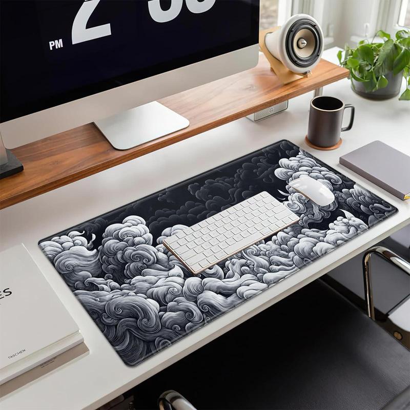 Cloud Pattern Mouse Pad, Rectangle Gaming Mouse Pad, Office Desk Keyboard Mat for Home Office Desk, Non-Slip Rubber Base Mousepad for Gaming