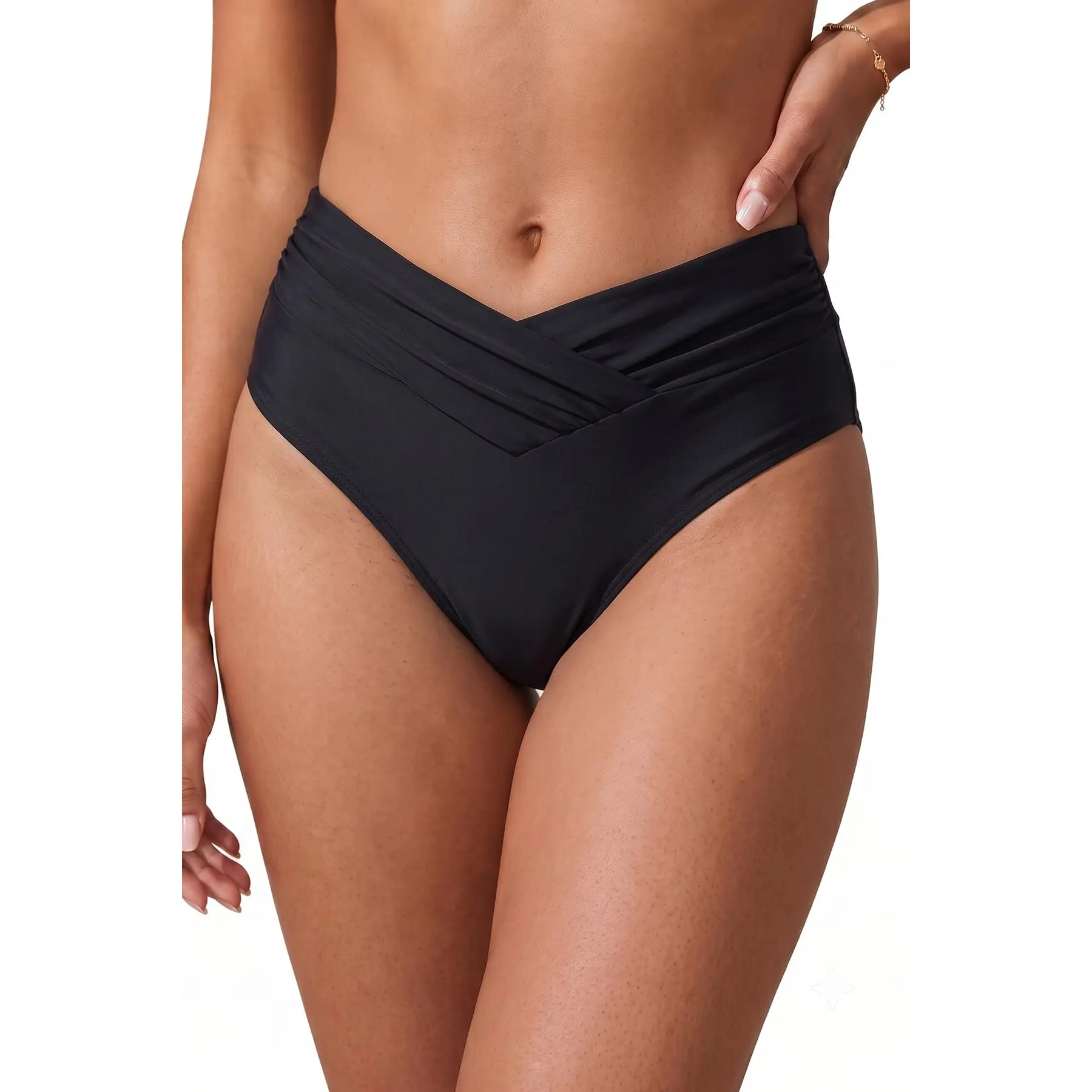 Tempt Me Women Full Coverage Bikini Bottom - V Cut Swimsuit High Waisted Bathing Suit Bottoms