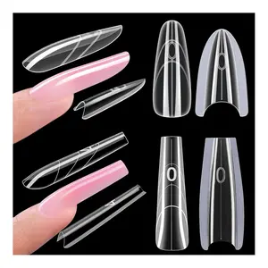 Dual Forms for Nail Extension:256pcs 16 size, Almond  Sandwich Dual Forms Work with Builder Gel ＆ Polygel  Reusable 50+ Times Clear Acrylic Molds Kit for Quick Manicure Nail Art Supplies