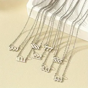[Number Pendant Necklace] 1pc Number 111-999 Pendant Necklace - Fashionable Women's Jewelry - Simple & Comfortable Neck Accessory - Suitable for Daily Wear, Engagement, and Wedding Gifts - Wholesale