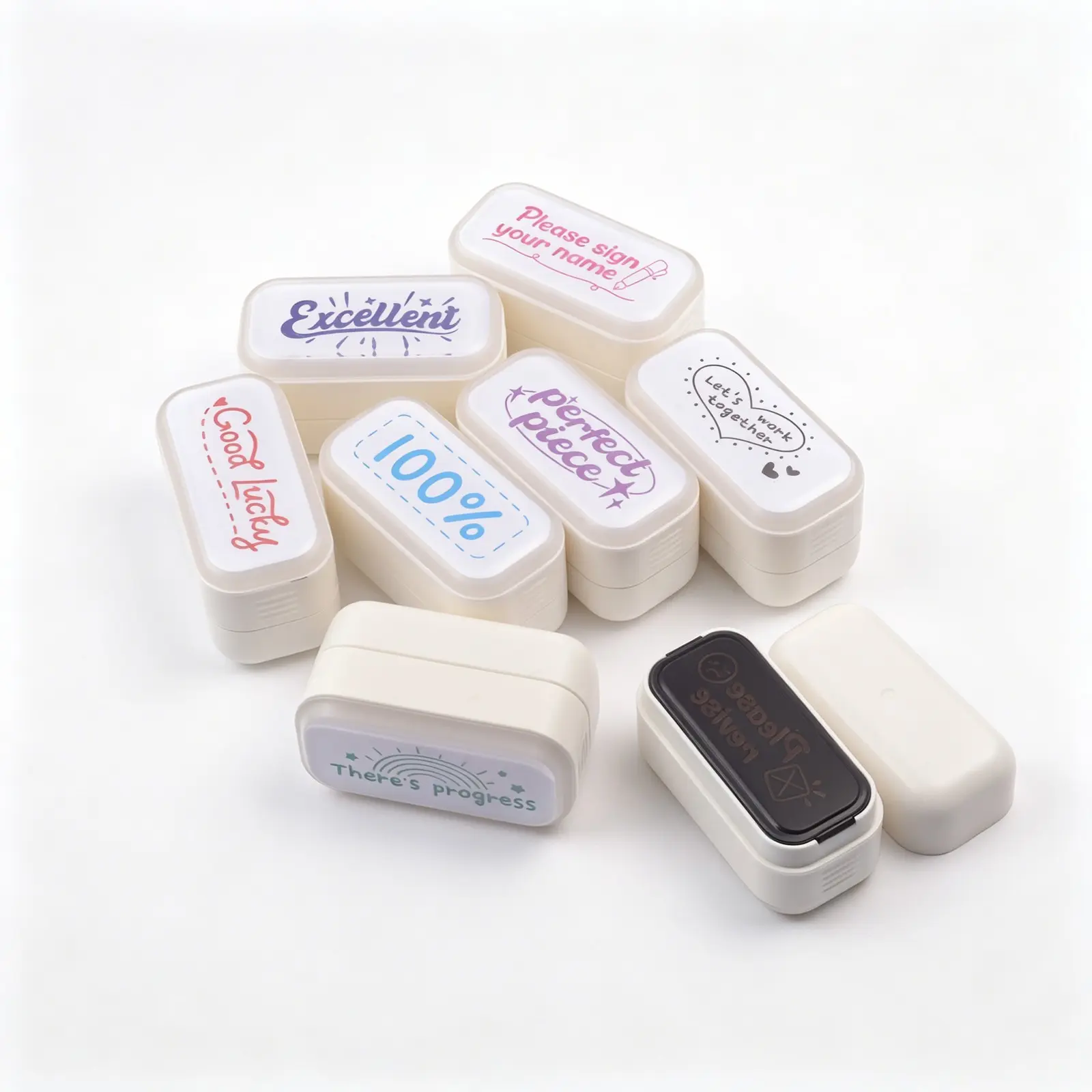 Detachable Combinable Self-Inking Teacher Stamps for Classroom, Set of 8, , Colorful Classroom Marking Tool, Perfect Gift for Teachers, Colorful Motivational Grading Stamps for Homework & Tests, Office Supplies