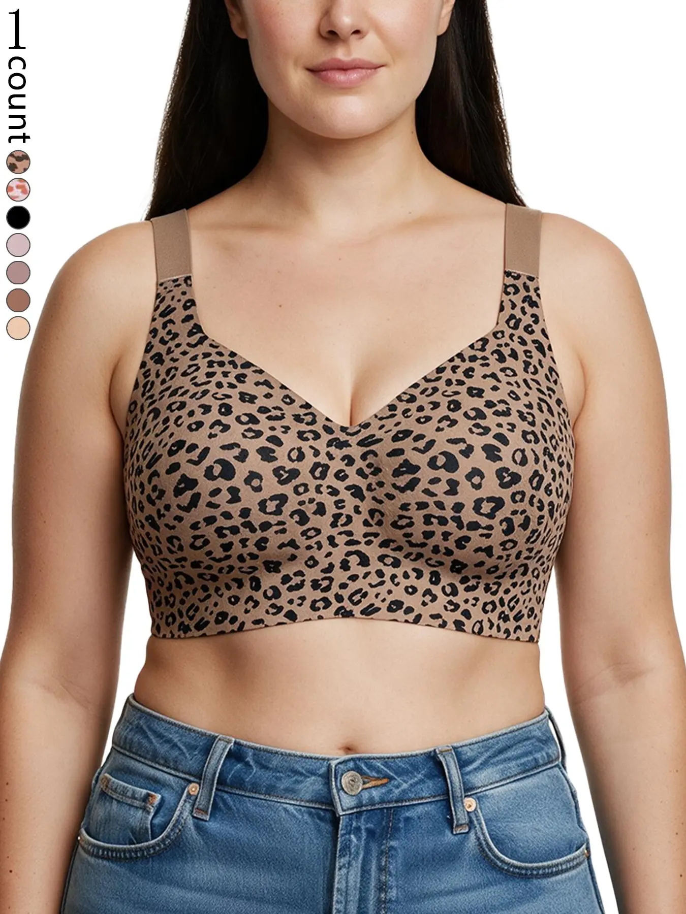 S-5xl Plus Size Seamless Bra, Wide Straps Strong Support, No Underwire Push-Up Lingerie, Full Coverage Racerback, Elegant Fitted Design Jelly Lingerie  Everyday comfortable underwear