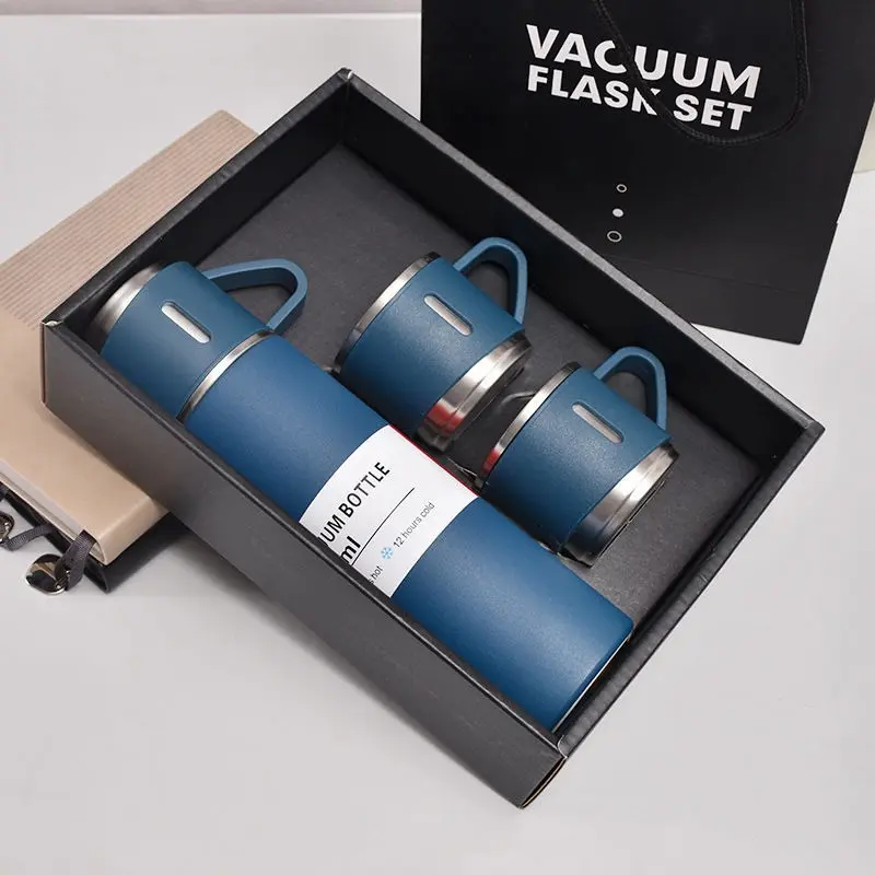 304 Vacuum Stainless Steel Thermal Cup with Three Lids Gift Box Set Business Water Cup Gift