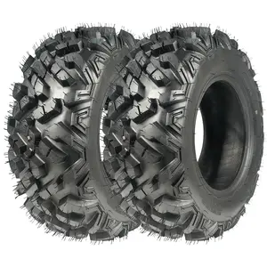 Heavy Duty 6-Ply ATV UTV Tires 25x8-12 25x10-12 All Terrain Tubeless Off Road Tire Set Aggressive 18mm Deep Grip Mud Tires for Polaris Sportsman Ranger Honda Yamaha Trail Sand Gravel Puncture Resistant Quad Wheeler