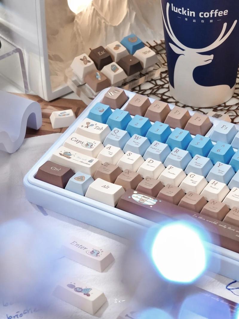 130 Keys PBT Keycaps Sea Salt Chocolate Theme Cute Keycaps Cherry Profile Dye Sublimation Custom Key Caps Set for Cherry Gateron MX Switches Mechanical Keyboards