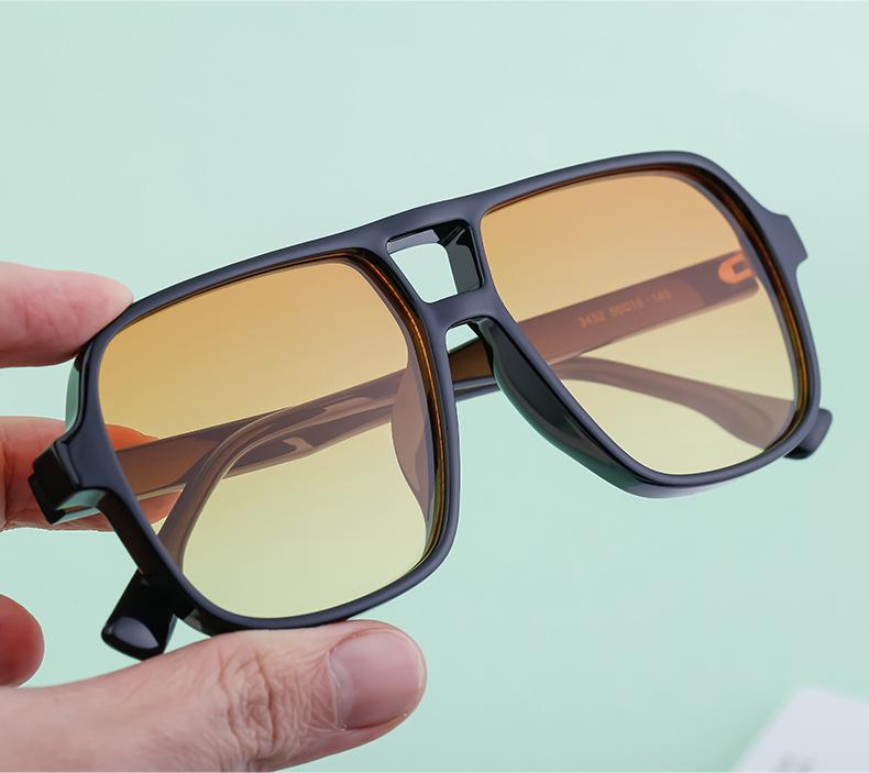 European and American retro double beam sunglasses men's large frame driving sunglasses men's outdoor mountaineering sunscreen glasses