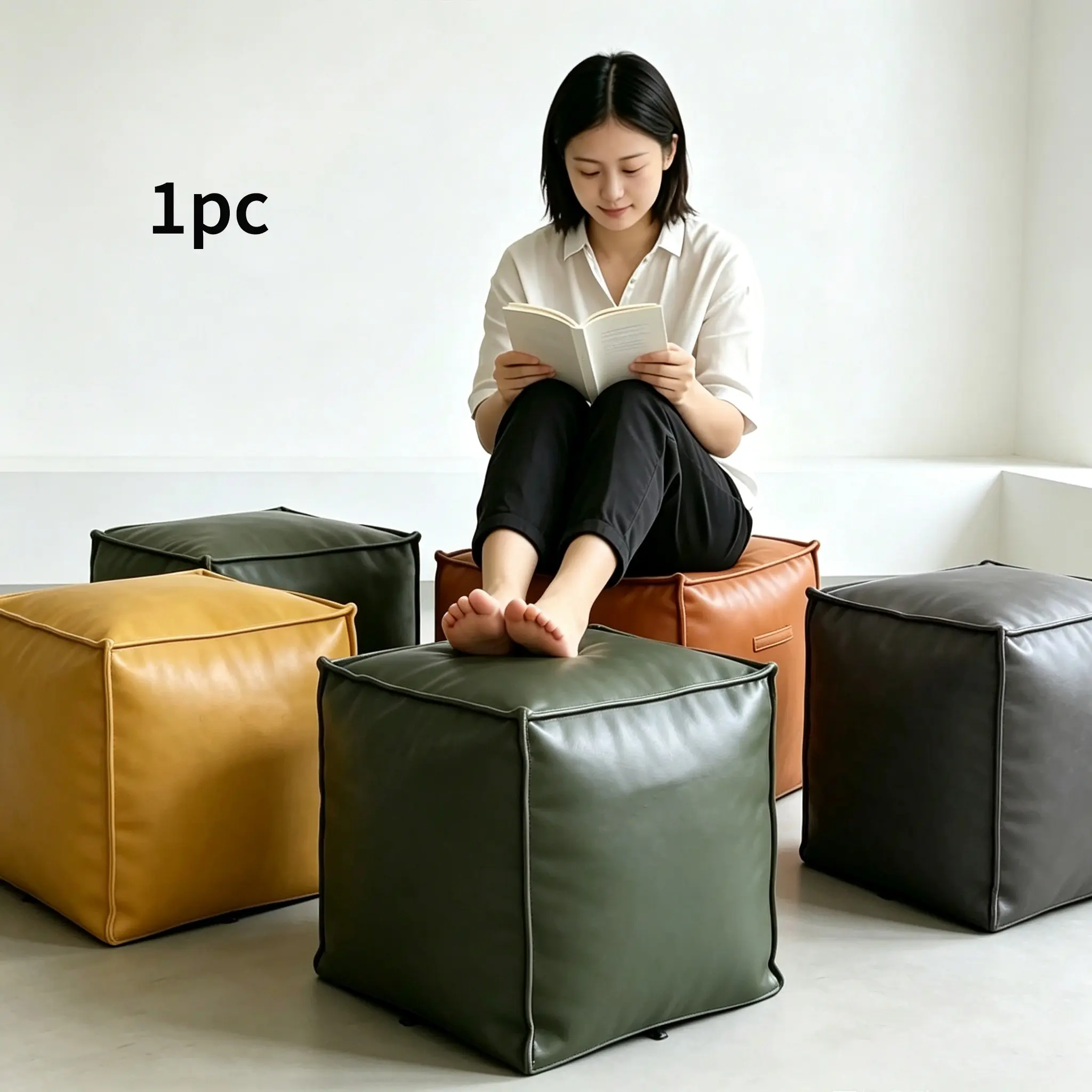 Leather Texture Storage Bean Bag Cover, Convenient Storage Space, Ideal for Old Clothes and Home Miscellaneous Items, Outer Only, No Inner Filling