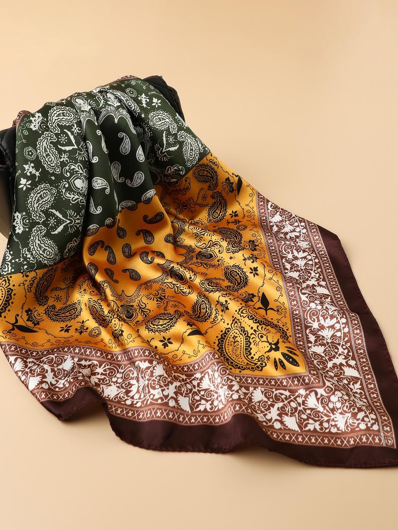 Paisley Print Square Scarf, Fashionable Soft Comfortable Bandana for Women & Men, Casual Versatile Scarf for Daily Wear, Boho Style Scarf, Fashion Accessories for Spring & Fall