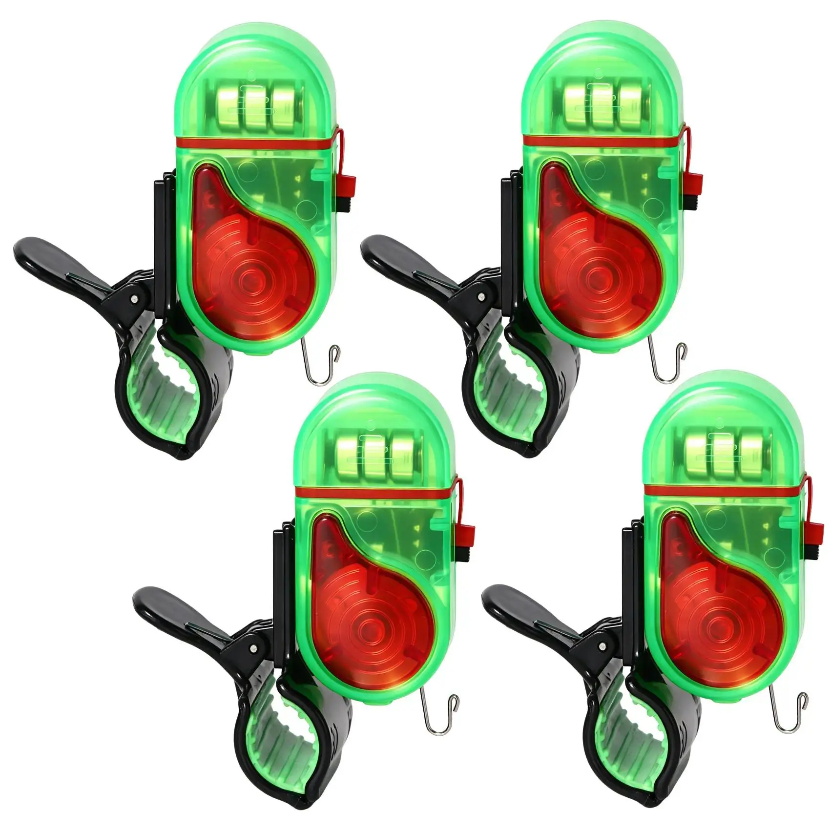 2 PCS/4 PCS Fishing Bite Alarm with LED Light, 2026 New Sensitive Smart Electronic Fishing Bells for Rods, Fish Bite Alarm Sound Alert Bell, Clip-On Electronic Fishing Alarms Bite Alarms for Fishing hair