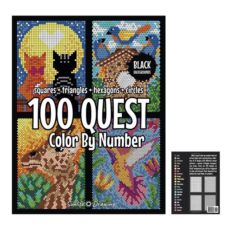 100 Questt Color-by-Number Book, 1 Count Large-Print Color-by-Number Coloring Book, Party Gift for Adults #TOP PICKS