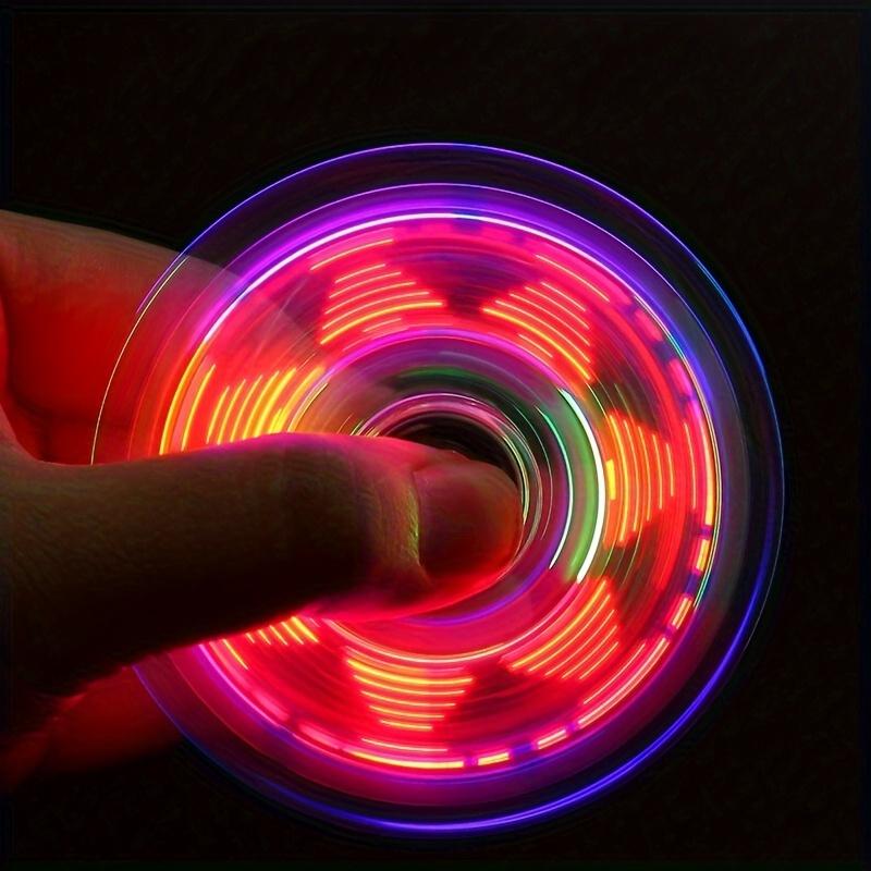 12pcs LED Crystal Fidget Spinner with Vibrant Lights - Glow-in-the-Dark, Adjustable Relax Gyroscope, Transparent PC Material, 4-Gear Colorful Spinning Top for Youngsters, Fidget Toys