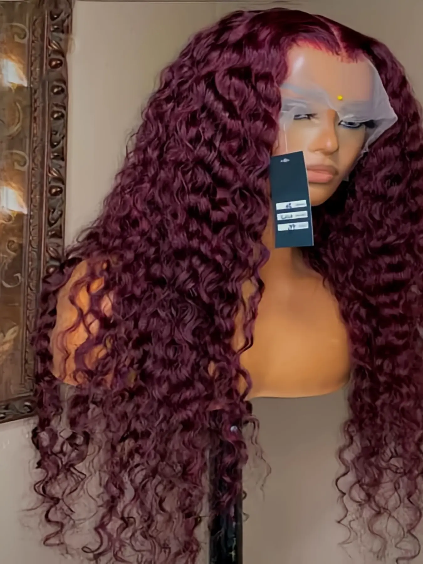 Soft Long 26-Inch 180 Density Curled Deep Lace Front Synthetic Wig, Glueless Heat Resistant Daily Wear Hairpiece