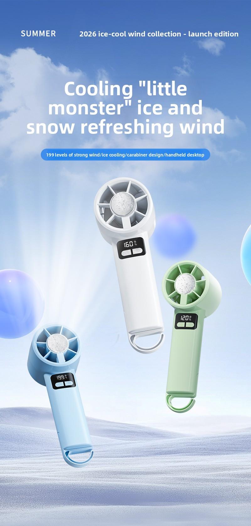 New USB Handheld Fan, Semiconductor Cooling Fan, Five-Speed High-Speed Turbo Fan