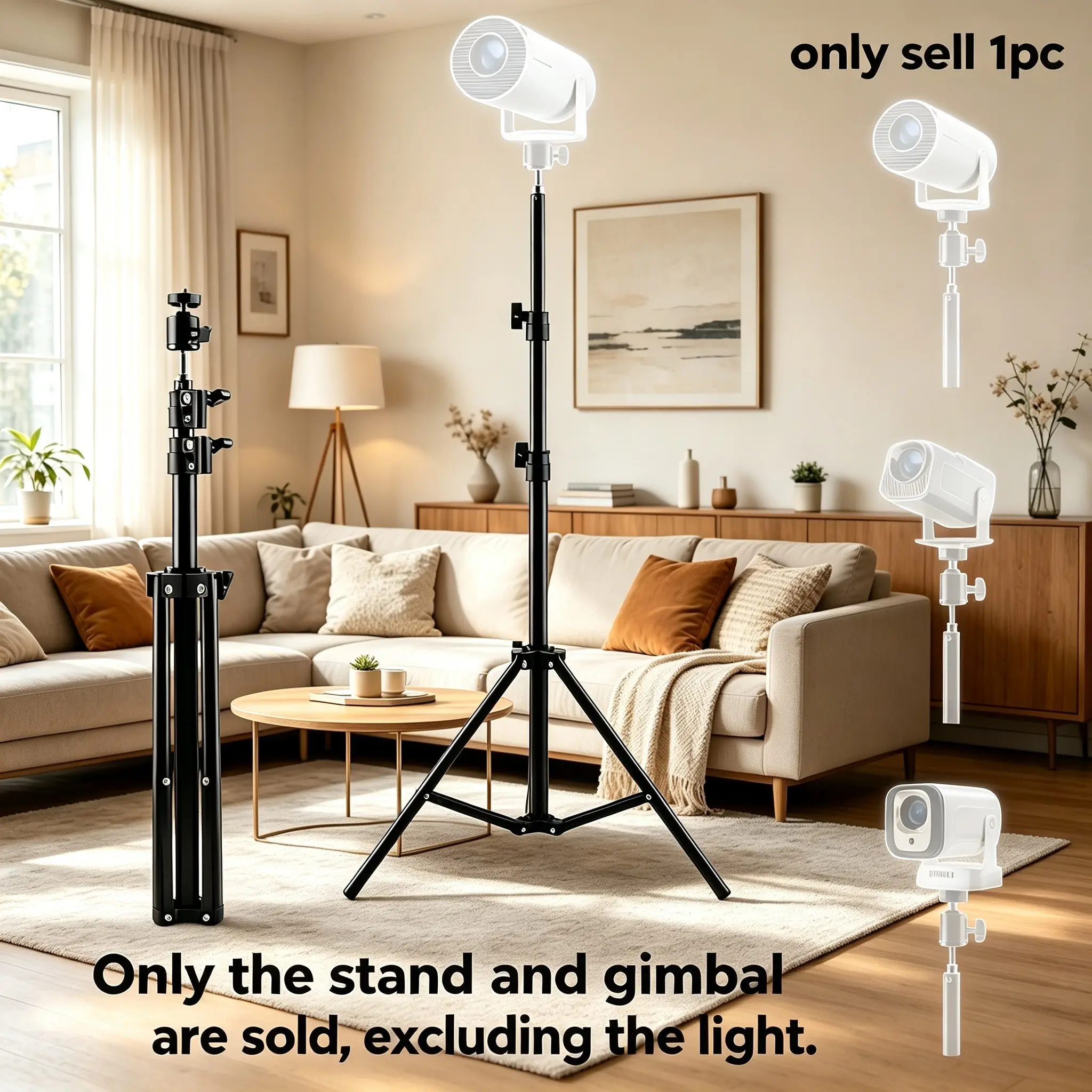 Metal Photography Light Stand Set, 1.66m Adjustable Height, Anti-Slip Base, Quick Release, Foldable, Compatible with Various Lights