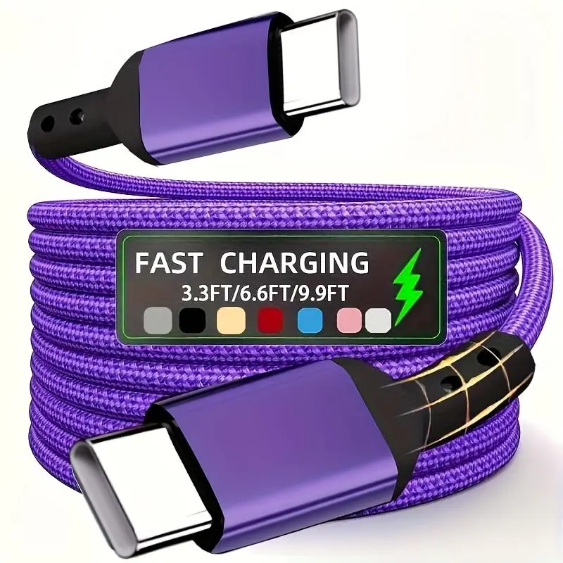 GXLHR C-C Fast Charging Cable, PD60W High-Quality Pure Copper Core, Type C Cable for Fast Charging and Data Transfer, Suitable for Apple 15.16/iPad, Xiaomi, Huawei, Samsung, OnePlus, Vivo, OPPO, Infinix Note, and Other Type-C Connected Devices